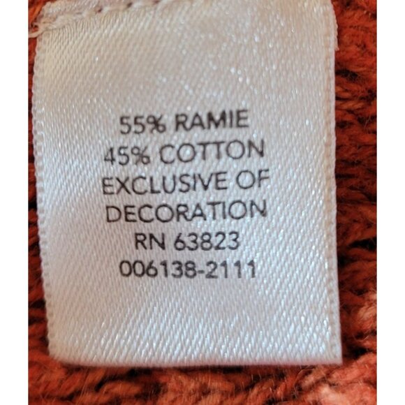 Cj Banks Sweater Womens 2X Rust Cable Knit Button Detail V-Neck 3/4 Sleeve Ramie - Picture 5 of 7